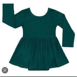 PLAY by Little Sleepies Green Ribbed Twirl Bodysuit Dress Bamboo 6-12m
